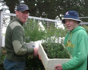 Distributing some of the 10,000 free trees Landcare provides each year